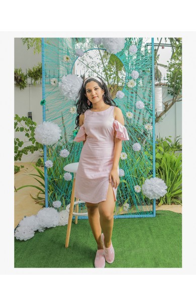 MIDSUMMER ROSE SOFT LINEN MINI DRESS