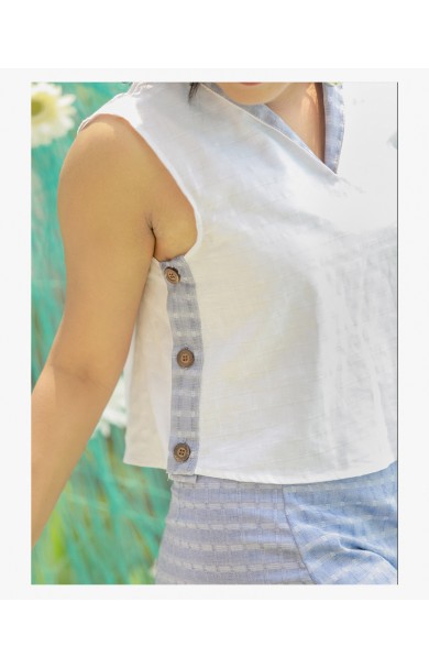 PANSY CONTRAST LINEN TOP