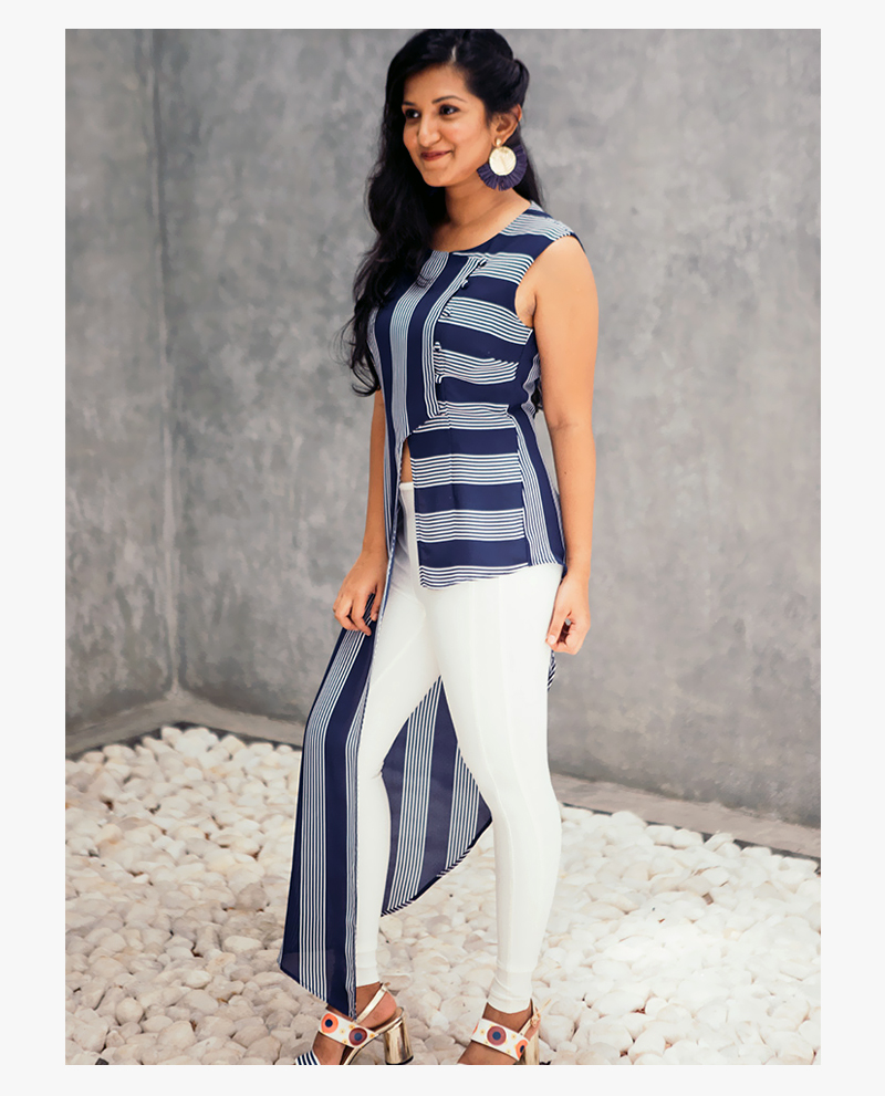 ALYSSA ASYMMETRIC STRIPE TOP