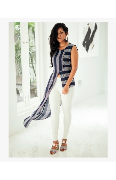 ALYSSA ASYMMETRIC STRIPE TOP
