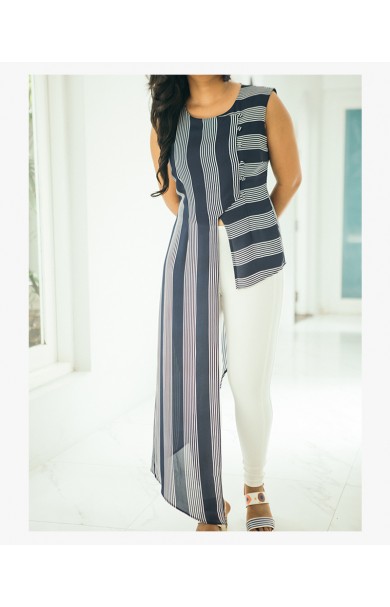 ALYSSA ASYMMETRIC STRIPE TOP